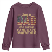 Just A Dad Who Always Came Back With The Milk Youth Sweatshirt Retro American Flag