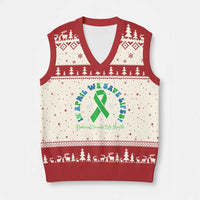 National Donate Life Month V-Neck Knit Sweater Vest Green Ribbon Organ Donation In April We Save Lives