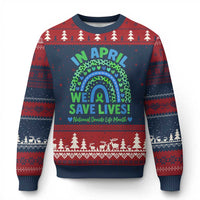National Donate Life Month Ugly Christmas Sweater In April We Save Lives Organ Donation Support Green Ribbon