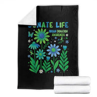 Organ Donation Awareness Throw Blanket Green Ribbon Donate Life Floral