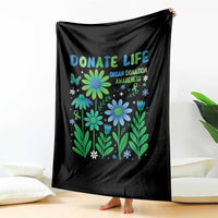 Organ Donation Awareness Throw Blanket Green Ribbon Donate Life Floral