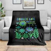 Organ Donation Awareness Throw Blanket Green Ribbon Donate Life Floral