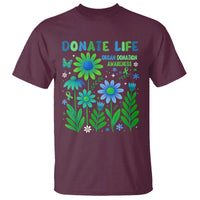 Organ Donation Awareness T Shirt Green Ribbon Donate Life Floral