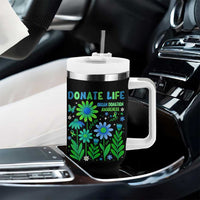 Organ Donation Awareness Tumbler With Handle Green Ribbon Donate Life Floral