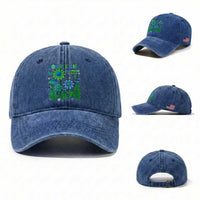 Organ Donation Awareness Washed Cotton Baseball Cap Green Ribbon Donate Life Floral