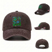 Organ Donation Awareness Washed Cotton Baseball Cap Green Ribbon Donate Life Floral