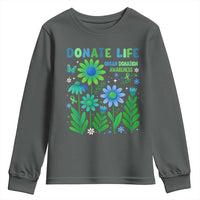 Organ Donation Awareness Youth Sweatshirt Green Ribbon Donate Life Floral
