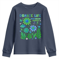 Organ Donation Awareness Youth Sweatshirt Green Ribbon Donate Life Floral