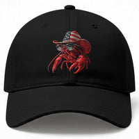 Funny Western Country Crawfish Lover Graphic Baseball Cap American Flag Cowboy Lobster Patriotic Cajun Season