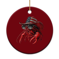Funny Western Country Crawfish Lover Graphic Ceramic Ornament American Flag Cowboy Lobster Patriotic Cajun Season