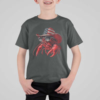 Funny Western Country Crawfish Lover Graphic T Shirt For Kid American Flag Cowboy Lobster Patriotic Cajun Season