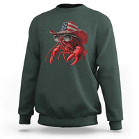 Funny Western Country Crawfish Lover Graphic Sweatshirt American Flag Cowboy Lobster Patriotic Cajun Season