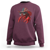 Funny Western Country Crawfish Lover Graphic Sweatshirt American Flag Cowboy Lobster Patriotic Cajun Season
