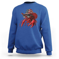 Funny Western Country Crawfish Lover Graphic Sweatshirt American Flag Cowboy Lobster Patriotic Cajun Season