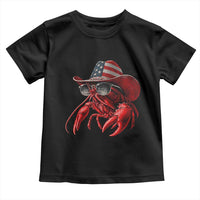 Funny Western Country Crawfish Lover Graphic Toddler T Shirt American Flag Cowboy Lobster Patriotic Cajun Season