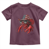 Funny Western Country Crawfish Lover Graphic Toddler T Shirt American Flag Cowboy Lobster Patriotic Cajun Season