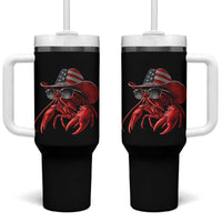 Funny Western Country Crawfish Lover Graphic Tumbler With Handle American Flag Cowboy Lobster Patriotic Cajun Season
