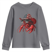 Funny Western Country Crawfish Lover Graphic Youth Sweatshirt American Flag Cowboy Lobster Patriotic Cajun Season