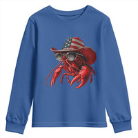 Funny Western Country Crawfish Lover Graphic Youth Sweatshirt American Flag Cowboy Lobster Patriotic Cajun Season