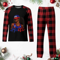 Haitian Girl Plaid Pajama Set Melanin Black Girls Haiti Flag Proud Haitienne
