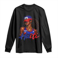 Haitian Girl Long Sleeve Shirt Melanin Black Girls Haiti Flag Proud Haitienne