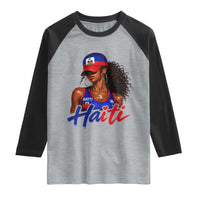 Haitian Girl Raglan Shirt Melanin Black Girls Haiti Flag Proud Haitienne