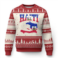 Haiti Pride Ugly Christmas Sweater Retro Vintage Haitian Flag Map Pride Graphic