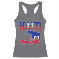 Haiti Pride Racerback Tank Top Retro Vintage Haitian Flag Map Pride Graphic