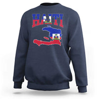 Haiti Pride Sweatshirt Retro Vintage Haitian Flag Map Pride Graphic