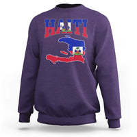 Haiti Pride Sweatshirt Retro Vintage Haitian Flag Map Pride Graphic