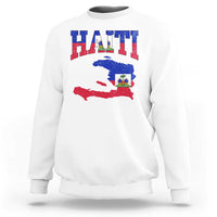 Haiti Pride Sweatshirt Retro Vintage Haitian Flag Map Pride Graphic