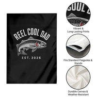 Reel Cool Dad Est 2026 Garden Flag Trout Fishing Vintage First Time Dad Fathers Day