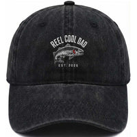 Reel Cool Dad Est 2026 Washed Cotton Baseball Cap Trout Fishing Vintage First Time Dad Fathers Day