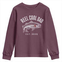Reel Cool Dad Est 2026 Youth Sweatshirt Trout Fishing Vintage First Time Dad Fathers Day