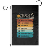 Funny Retirement Gift Garden Flag New Benefits Package Retro Retired 2026