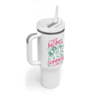 Retro Tired Moms Summer Club Tumbler With Handle Funny Mama Beach Vacation Gift