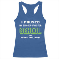 Funny Bruh Back To School Racerback Tank Top Here We Go Again Happy First Day Of School - Wonder Print Shop