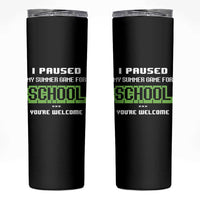 Funny Bruh Back To School Skinny Tumbler Here We Go Again Happy First Day Of School - Wonder Print Shop