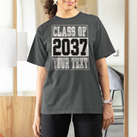 Personalized Class of 2037 T Shirt For Women Custom Name Grow With Me To Graduation - Wonder Print Shop