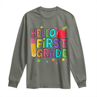 Hello First Grade Teacher Long Sleeve Shirt Back To School 1st Grade Team - Wonder Print Shop