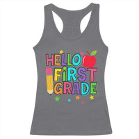 Hello First Grade Teacher Racerback Tank Top Back To School 1st Grade Team - Wonder Print Shop