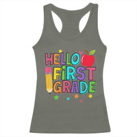 Hello First Grade Teacher Racerback Tank Top Back To School 1st Grade Team - Wonder Print Shop
