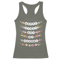 Happy First Day Of School Racerback Tank Top Teacher Kids Back To School Bracelets - Wonder Print Shop