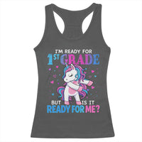 Funny Back To School 1st Grade Racerback Tank Top First Grade Unicorn Girls - Wonder Print Shop