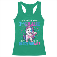 Funny Back To School 1st Grade Racerback Tank Top First Grade Unicorn Girls - Wonder Print Shop