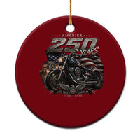 Retro Biker USA 250th Anniversary Ceramic Ornament Vintage Motorcycle American Flag Route 66 Highway