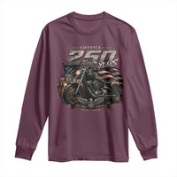 Retro Biker USA 250th Anniversary Long Sleeve Shirt Vintage Motorcycle American Flag Route 66 Highway