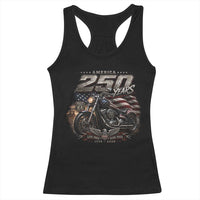 Retro Biker USA 250th Anniversary Racerback Tank Top Vintage Motorcycle American Flag Route 66 Highway