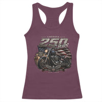 Retro Biker USA 250th Anniversary Racerback Tank Top Vintage Motorcycle American Flag Route 66 Highway