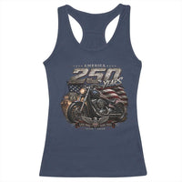 Retro Biker USA 250th Anniversary Racerback Tank Top Vintage Motorcycle American Flag Route 66 Highway